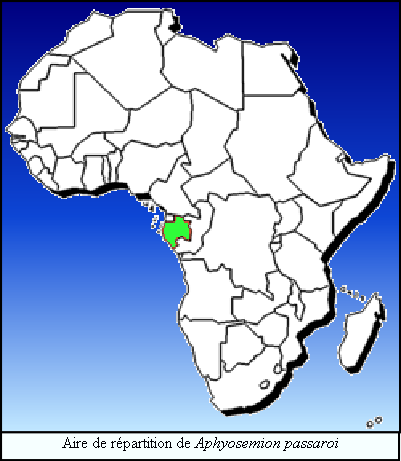 Aire de répartition de Aphyosemion passaroi